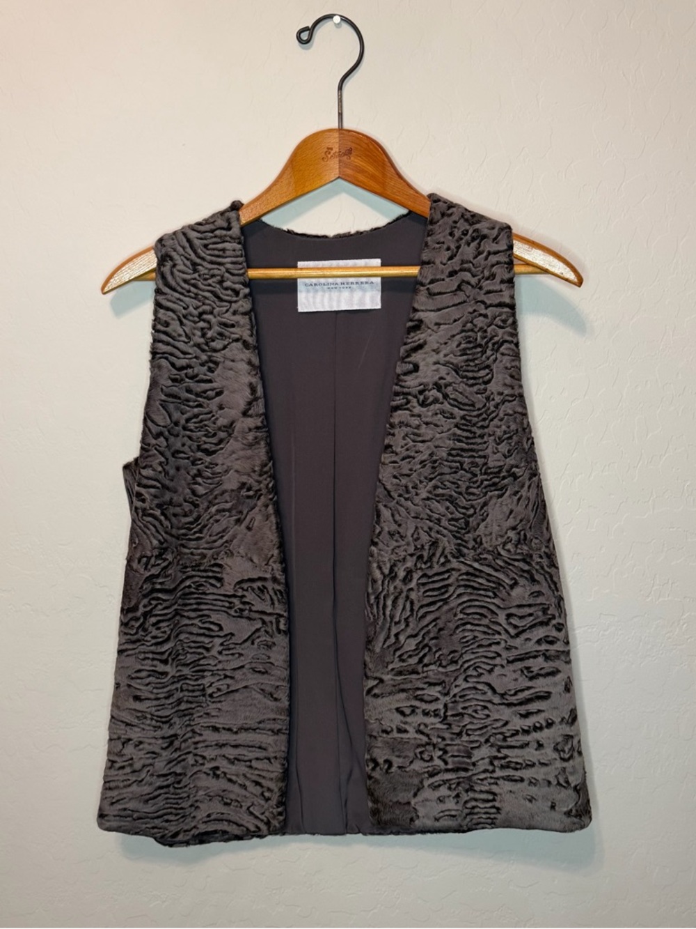 Carolina Herrera Karakul Persian Lamb Vest Small